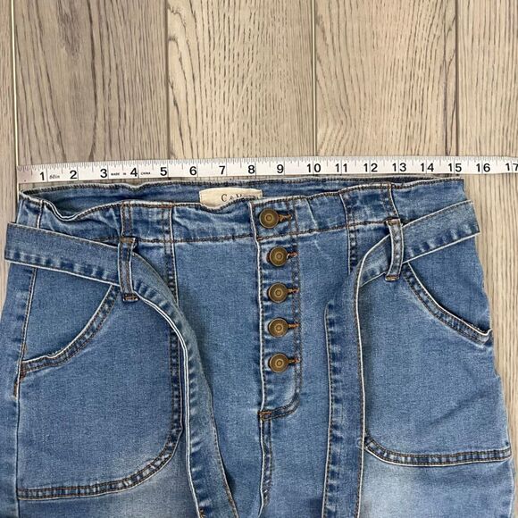 Chelsea & Violet Size 28 High Waist Paper Bag Belted Taper Leg Stretch Mom Jeans - Picture 11 of 14
